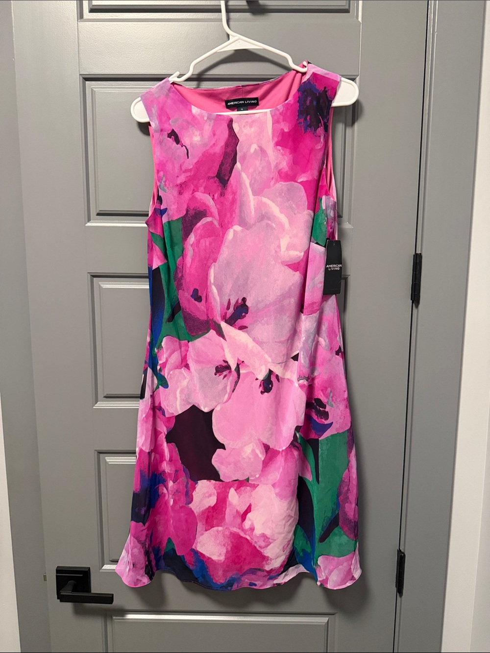 American Living Pink Floral A-Line Dress 16 NWT